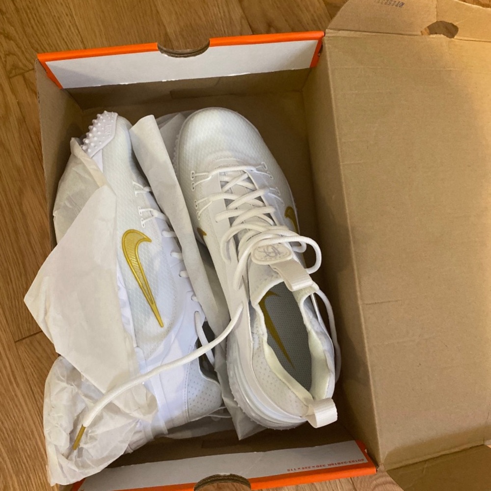 Nike White and Gold Lacrosse Turfs